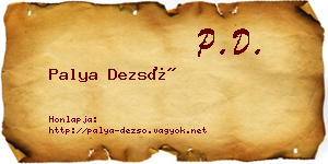 Palya Dezső névjegykártya